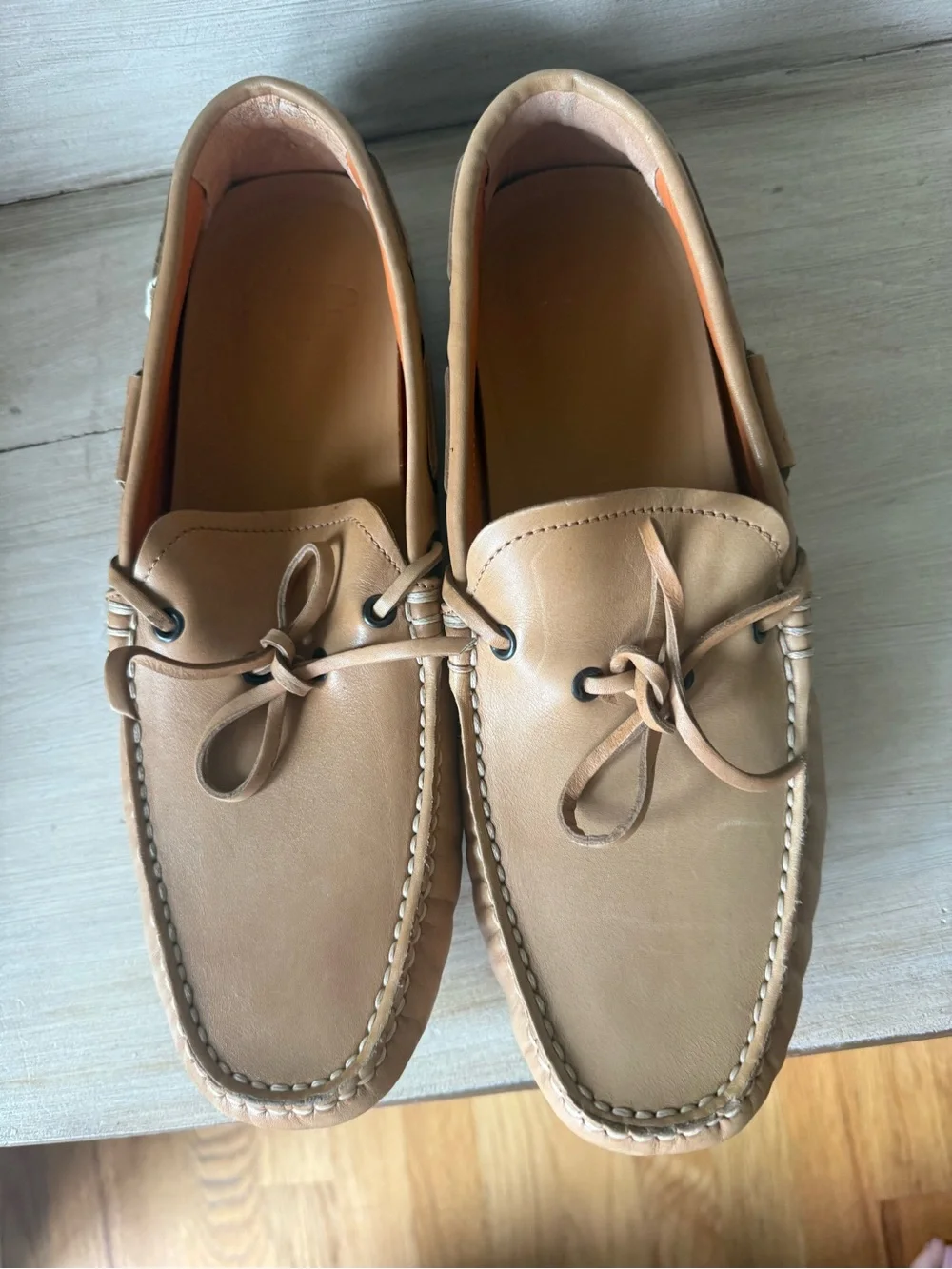 NWOT Mens Arfango Firenze Tan Leather Driving Shoe Loafer Moccasin Size 9.5/10